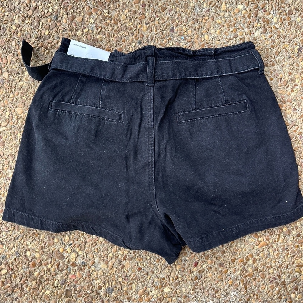 American Eagle Paperbag Demin Mom Shorts Black Jean Tie Front Size 12 31W NWT - Picture 13 of 13
